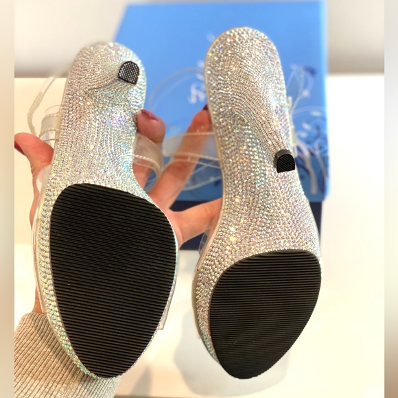 Clear platform heels with ankle strap and crystals size 6 - Picture 5 of 15